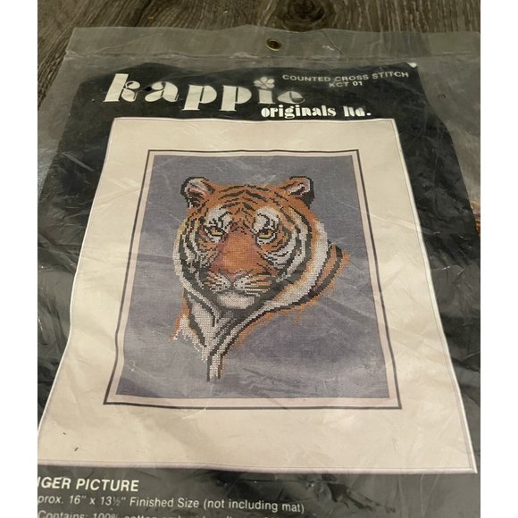 Kappie Counted Cross Stitch Tiger Picture Kit KCT01 New In Bag - Picture 2 of 9
